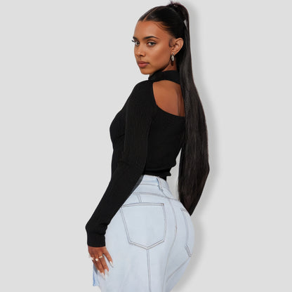 Jodeci Sweater Bodysuit - Black