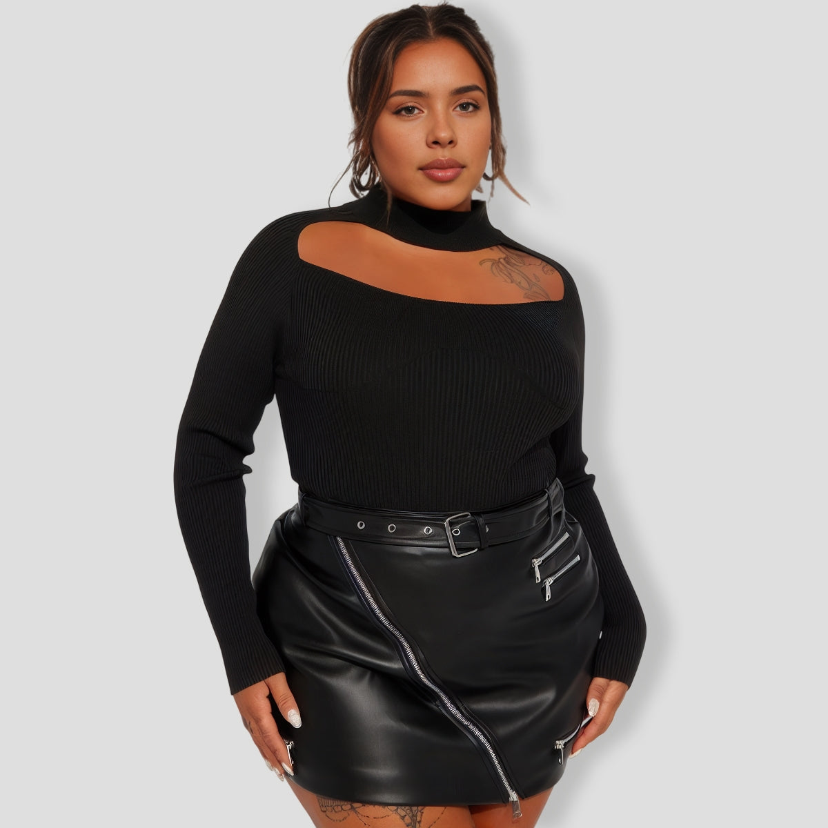 Jodeci Sweater Bodysuit - Black
