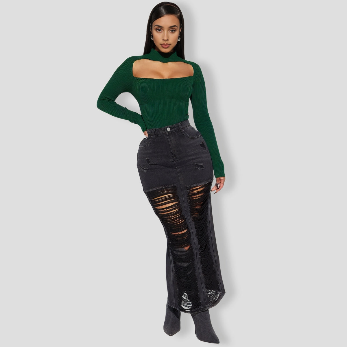 Jodeci Sweater Bodysuit - Hunter