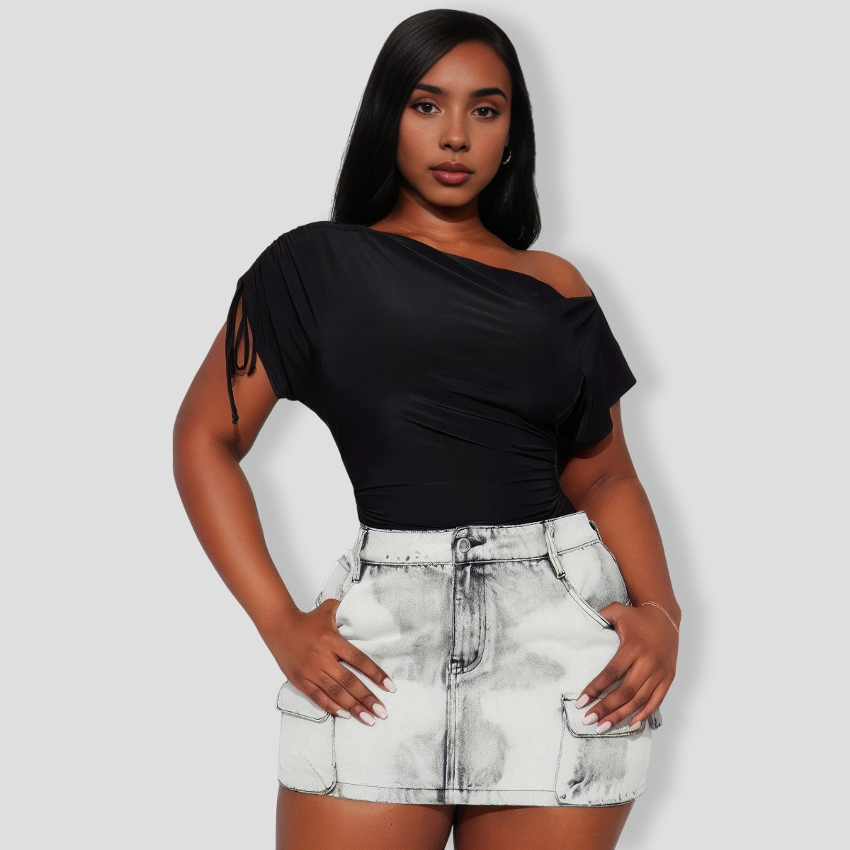 Julianne Off Shoulder Bodysuit - Black