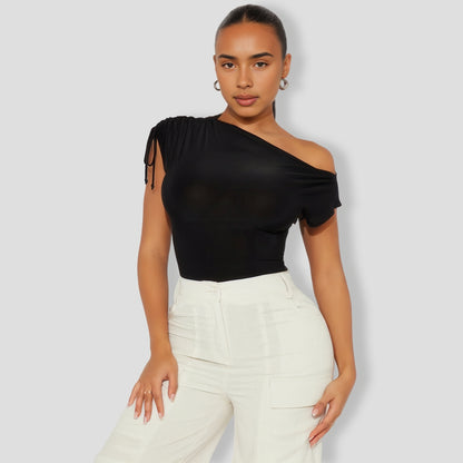 Julianne Off Shoulder Bodysuit - Black