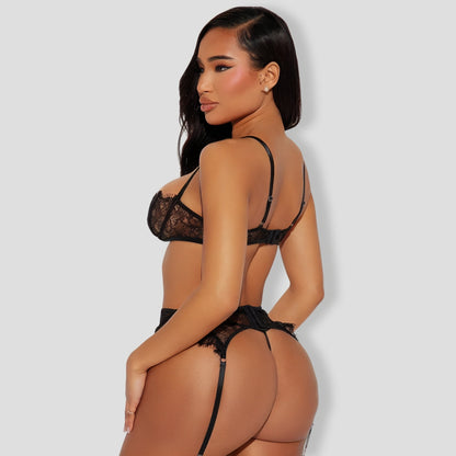 I Want You Lace 3 Piece Garter Set