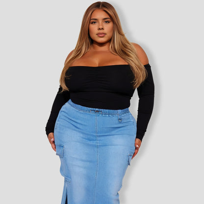 Kelly Off Shoulder Bodysuit - Black