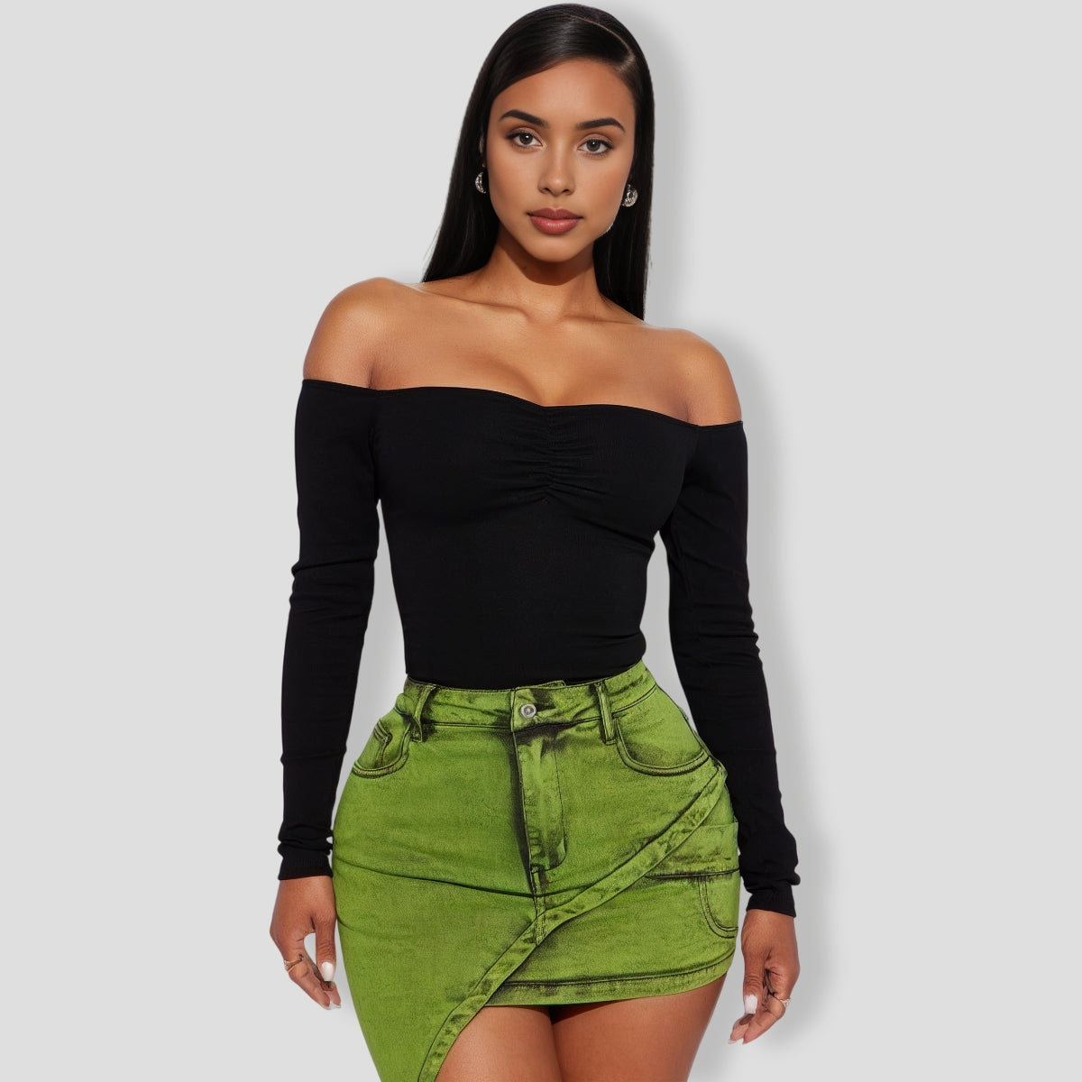 Kelly Off Shoulder Bodysuit - Black