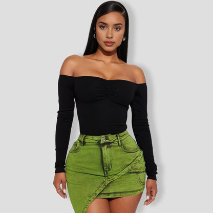 Kelly Off Shoulder Bodysuit - Black