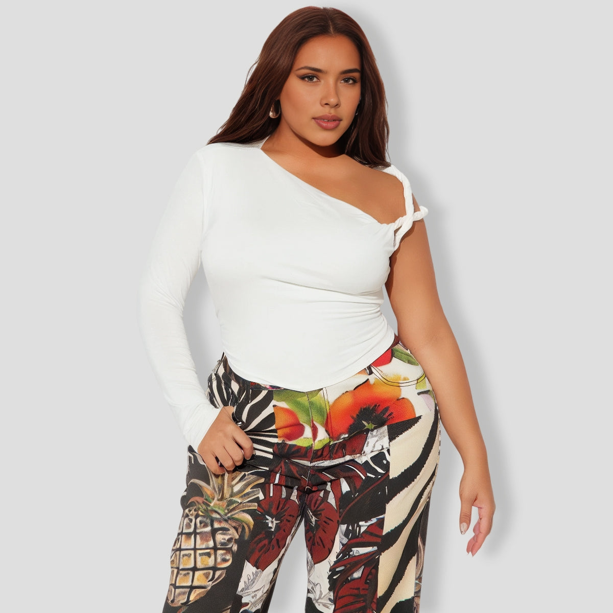 One Shoulder Long Sleeve Top