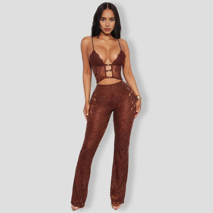 Sheer Velvet Pant Set