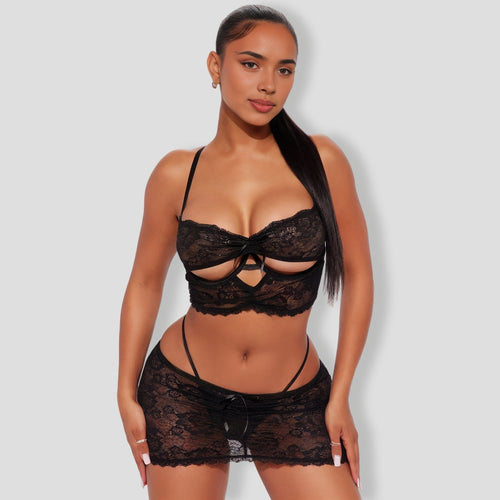 Lace Be Honest 3 Piece Black Set