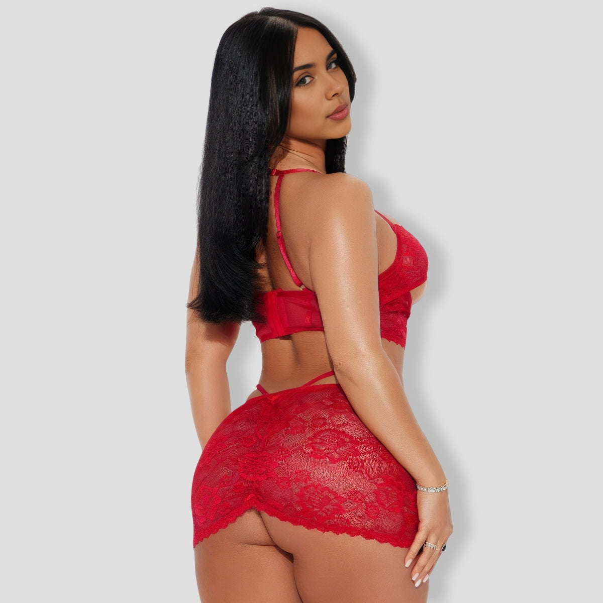 Lace Be Honest 3 Piece Red Set