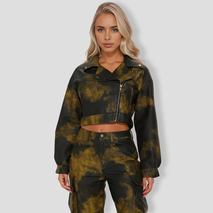 lair Faux Leather Cargo Pant Set - Black Green