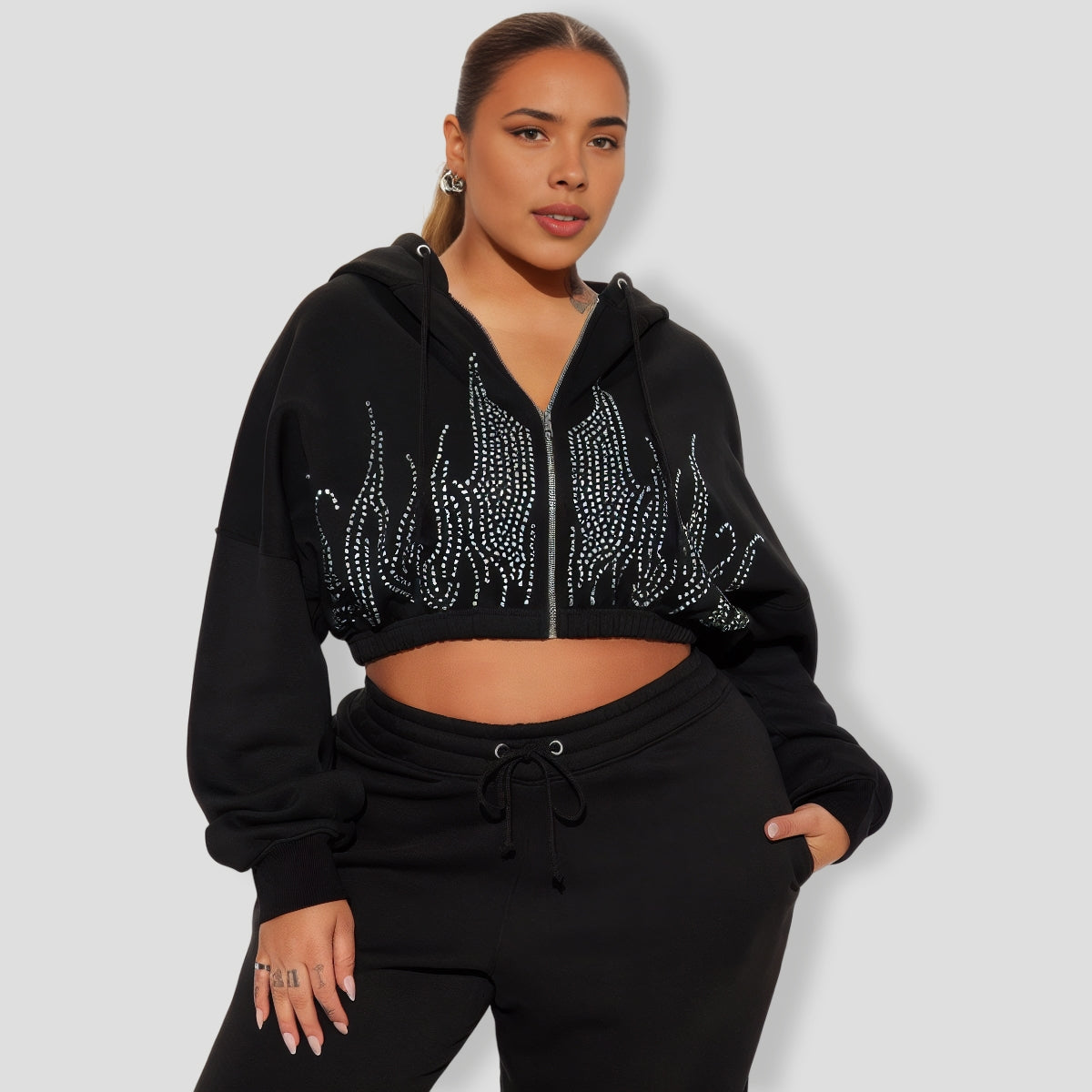 lay Fire Slay Fleece Pant Set - Black