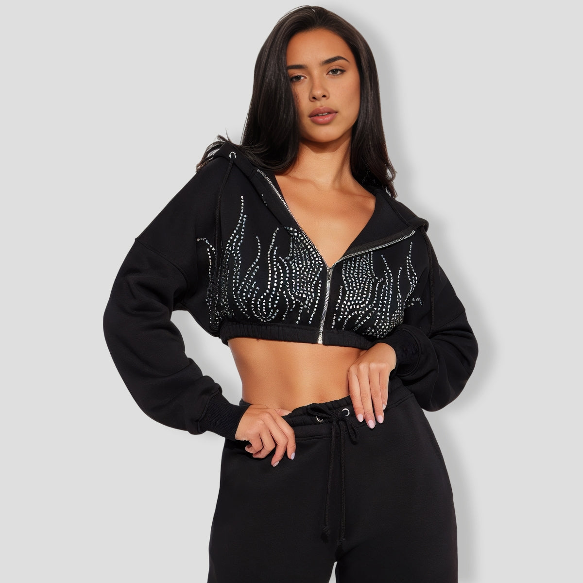 lay Fire Slay Fleece Pant Set - Black