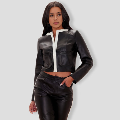 Leather Milan Jacket - Black combo