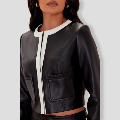 Leather Milan Jacket - Black combo