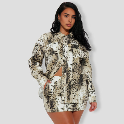 Leopard Love Skirt Set - Olive combo