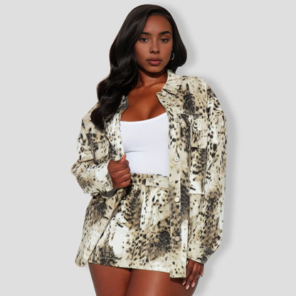 Leopard Love Skirt Set - Olive combo