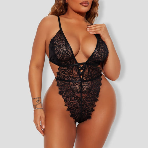 Meet Me Lace Black Teddy