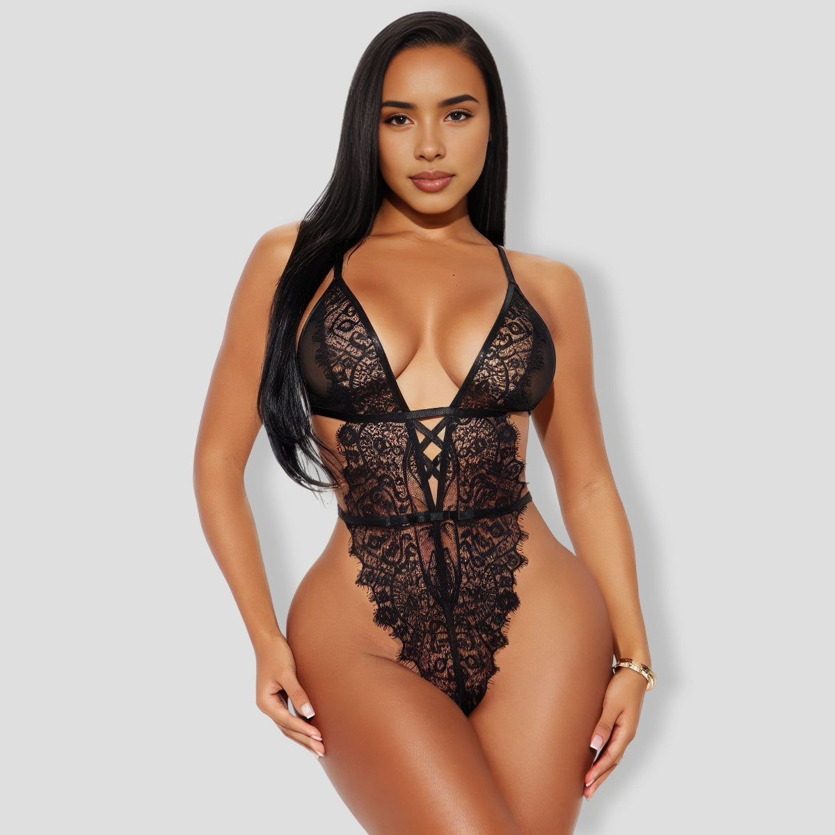 Meet Me Lace Black Teddy