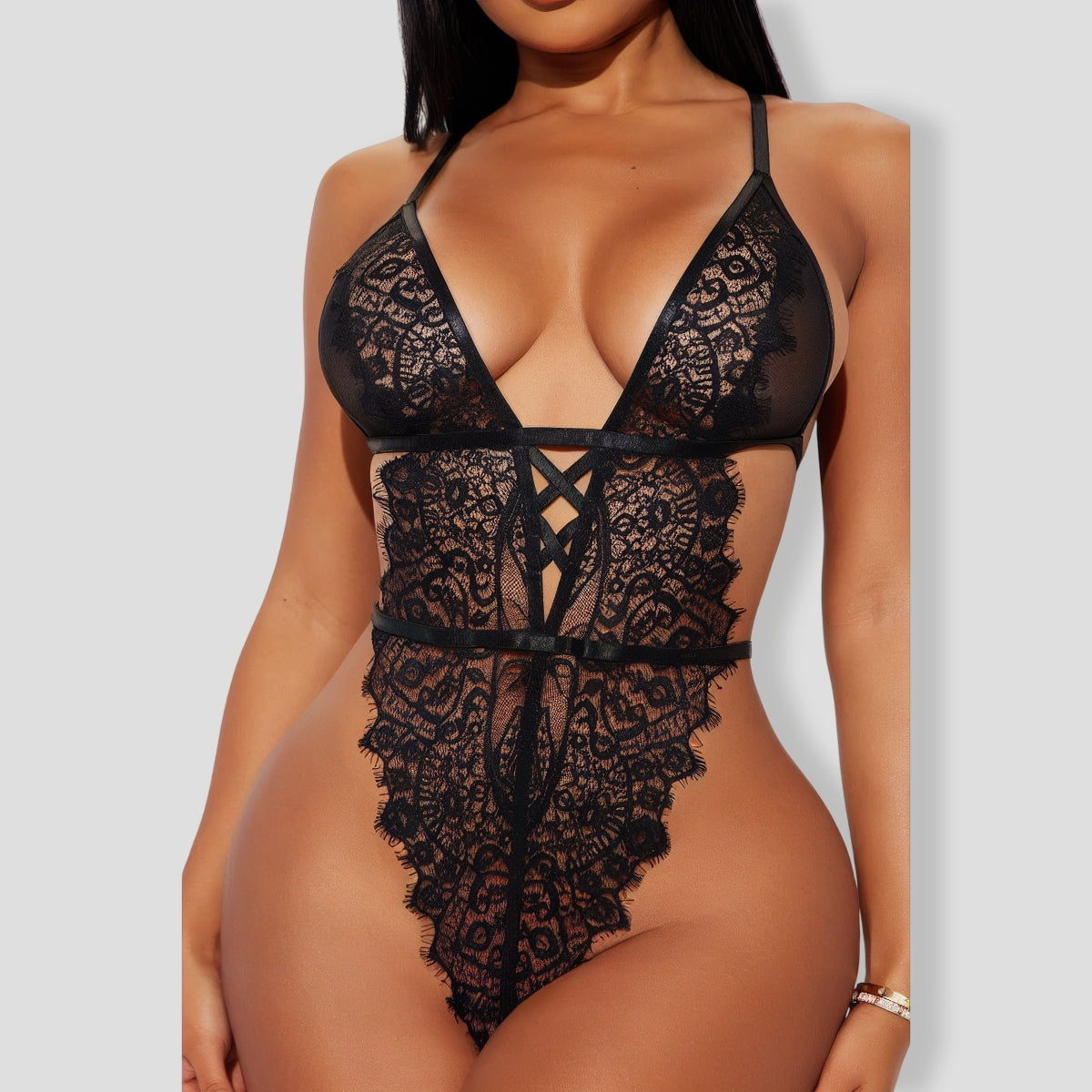Meet Me Lace Black Teddy