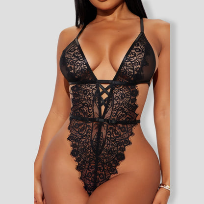Meet Me Lace Black Teddy