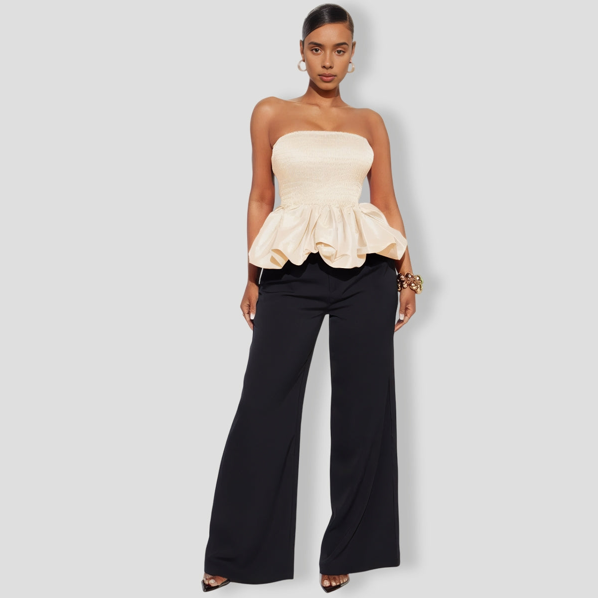 Ivory Bubble Hem Top