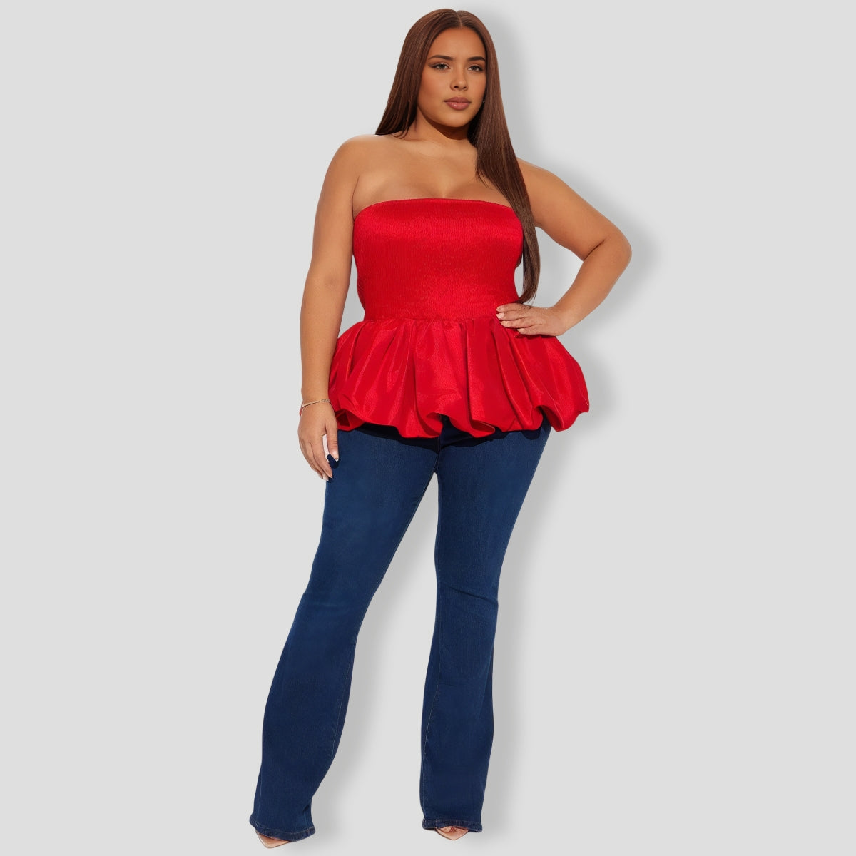 Red Bubble Hem Top