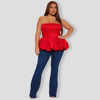 Red Bubble Hem Top