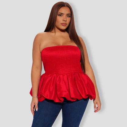 Red Bubble Hem Top