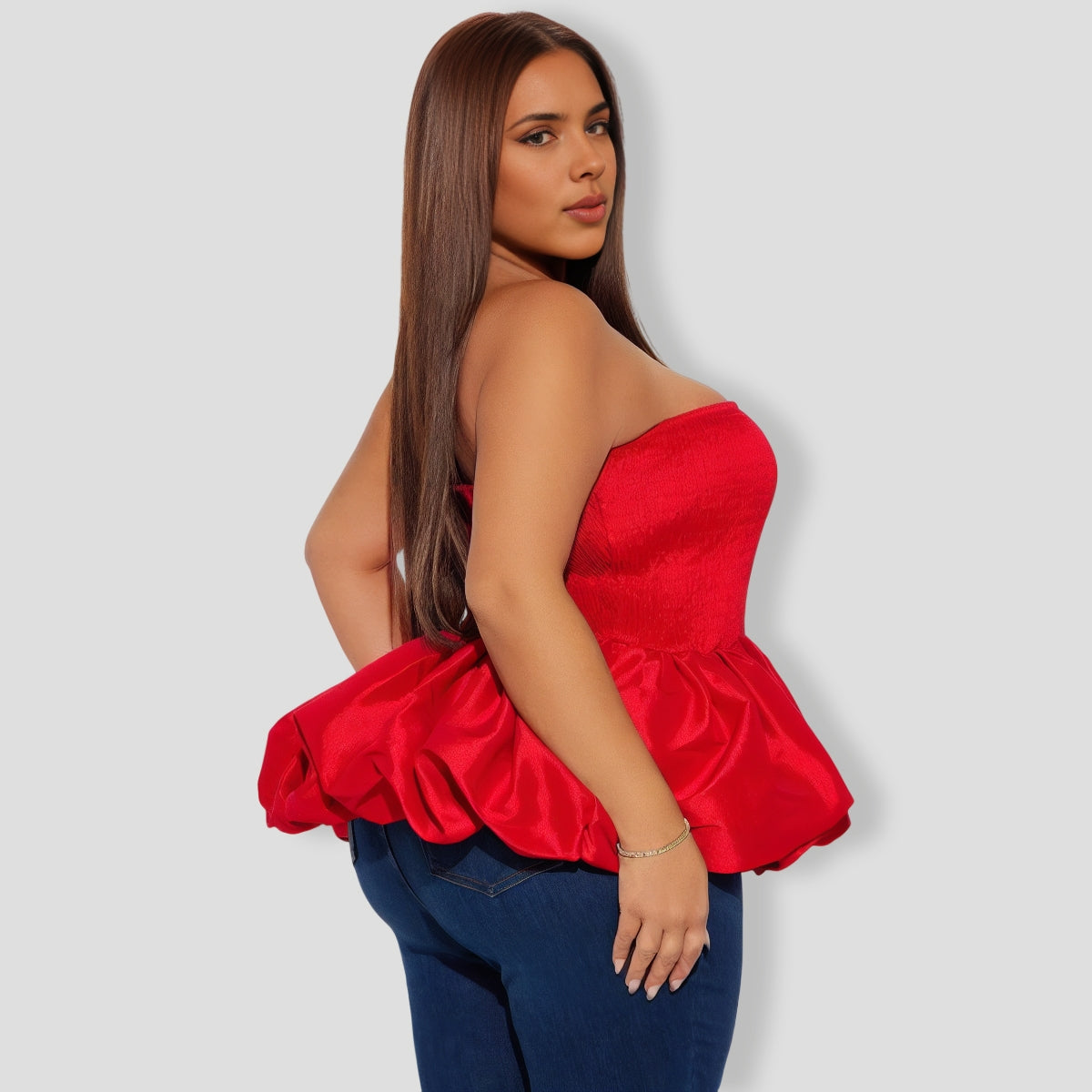 Red Bubble Hem Top