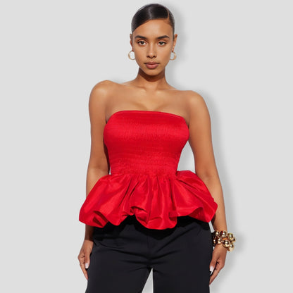 Red Bubble Hem Top