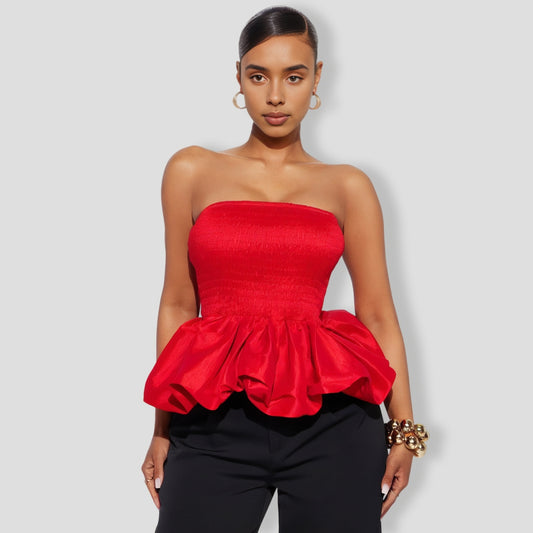 Red Bubble Hem Top