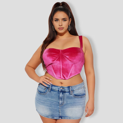 Fuchsia Velvet Corset Top