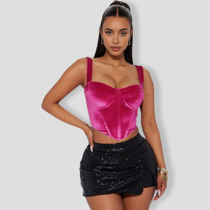 Fuchsia Velvet Corset Top
