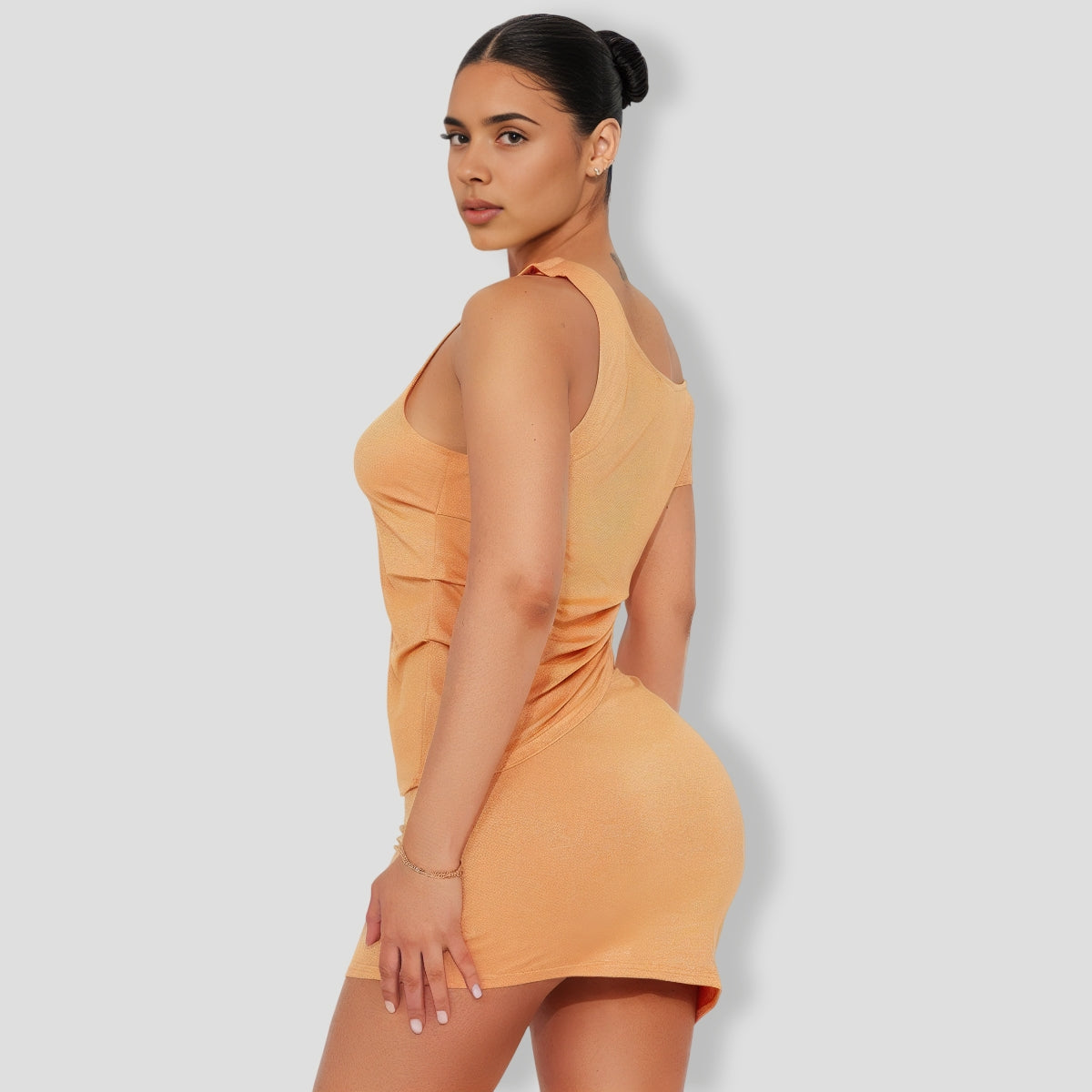 Look Both Ways Metallic Skirt Set - Orange