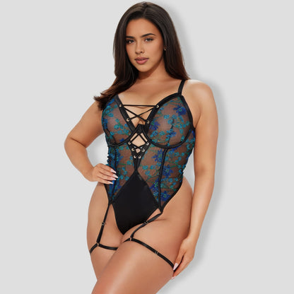 Blooming Love Embroidered Garter Teddy