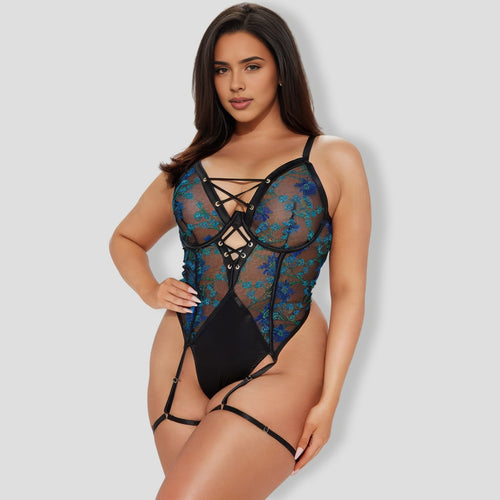 Blooming Love Embroidered Garter Teddy