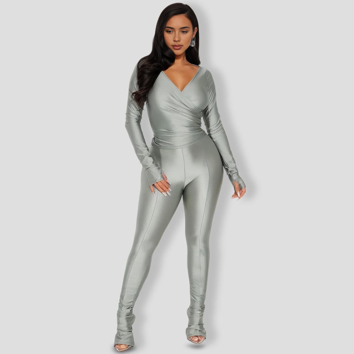 Lover Girl Metallic Legging Set - Silver