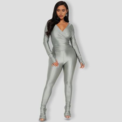 Lover Girl Metallic Legging Set - Silver