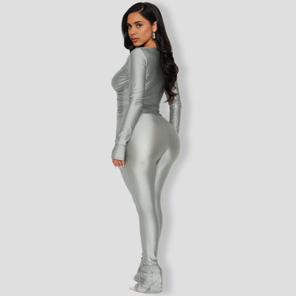 Lover Girl Metallic Legging Set - Silver