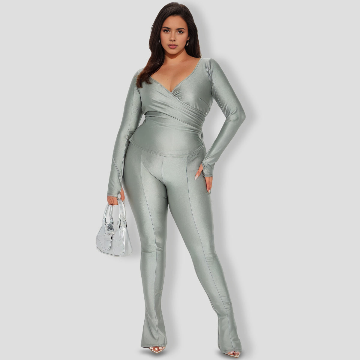 Lover Girl Metallic Legging Set - Silver