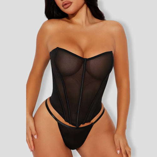 Passion is In The Air Bustier And Panty Black Set