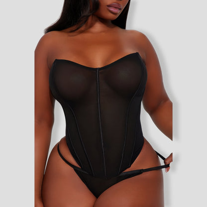 Passion is In The Air Bustier And Panty Black Set