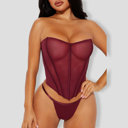 Passion is In The Air Bustier And Panty Red Set