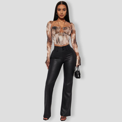 Mesh Corset Top Browncombo