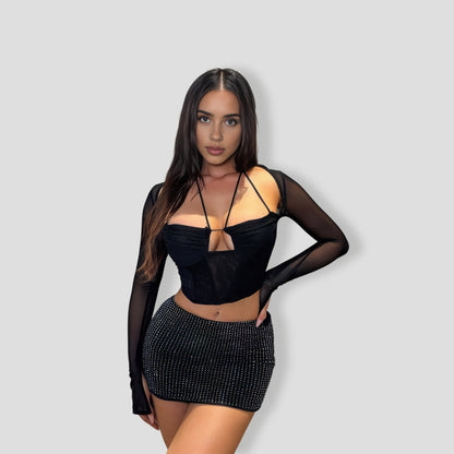 Black Mesh Corset Top