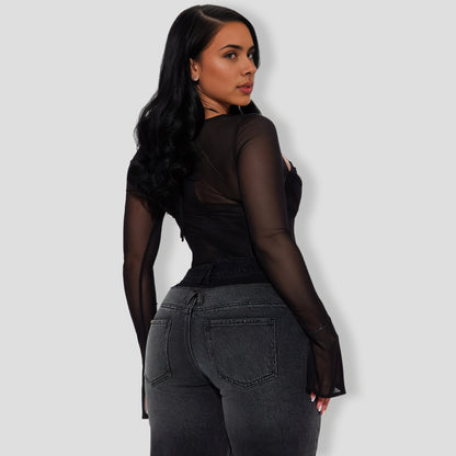Black Mesh Corset Top