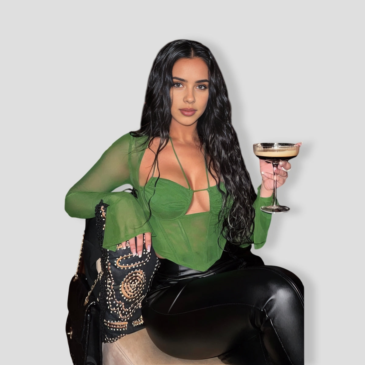 Olive Mesh Corset Top