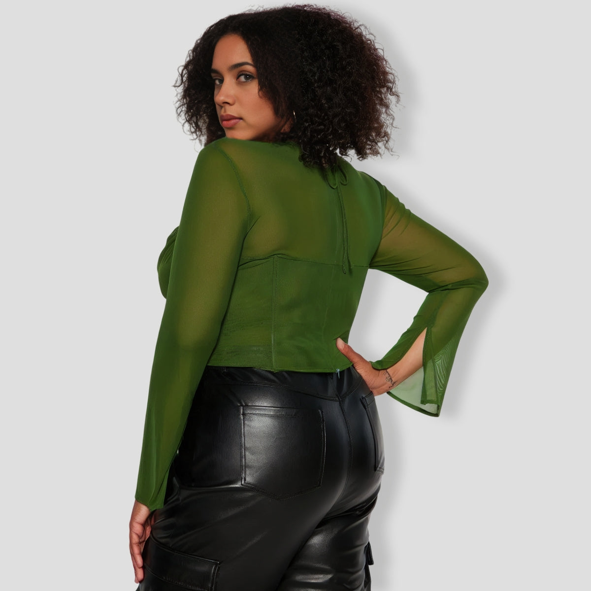 Olive Mesh Corset Top