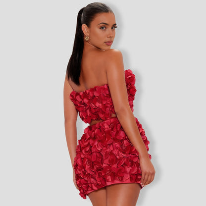 Red  Floral Applique Top