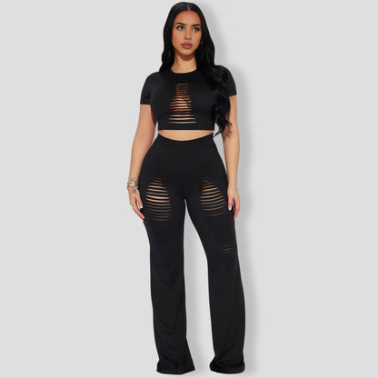 Naughty Girl Pant Set - Black